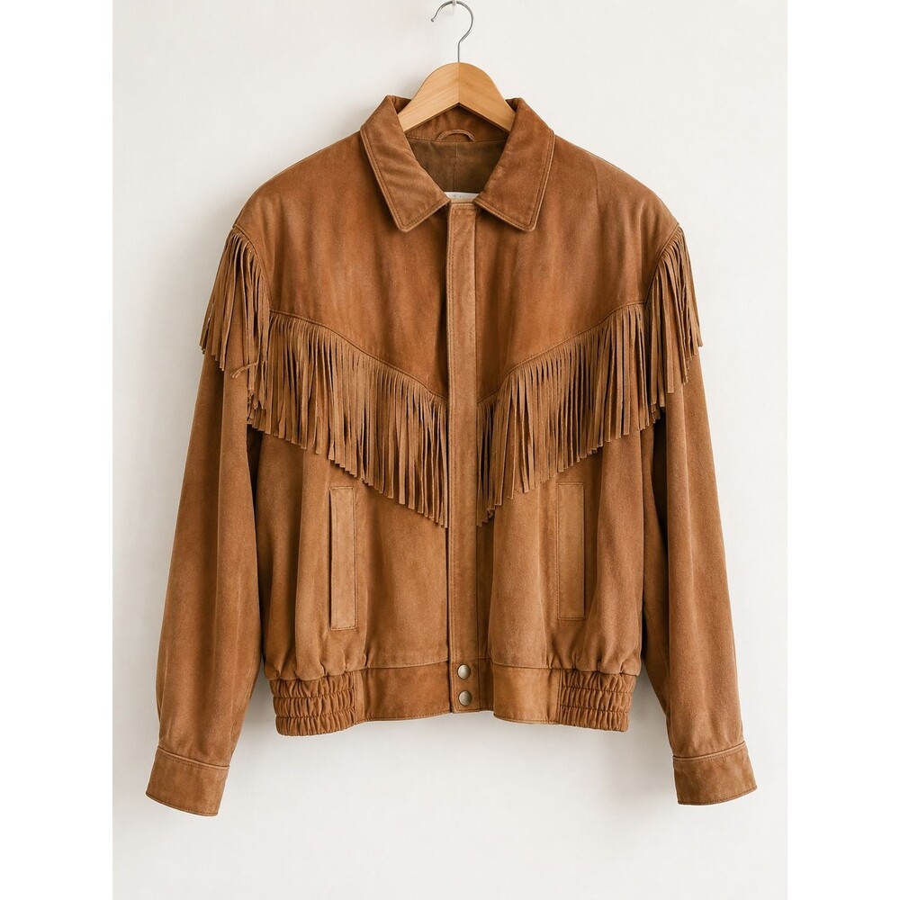 Vintage 90s CHIA Suede Leather Fringe Western Jacket XL Tan Brown Cowboy Ranch